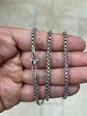 925 Sterling Silver Round Box Chain, 3.3mm Round Box Chain, Sterling Silver Chain, Mens or Womens Chain, Unisex, Made in Italy