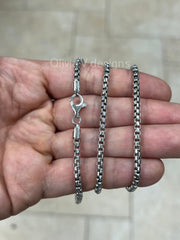 925 Sterling Silver Round Box Chain, 3.3mm Round Box Chain, Sterling Silver Chain, Mens or Womens Chain, Unisex, Made in Italy