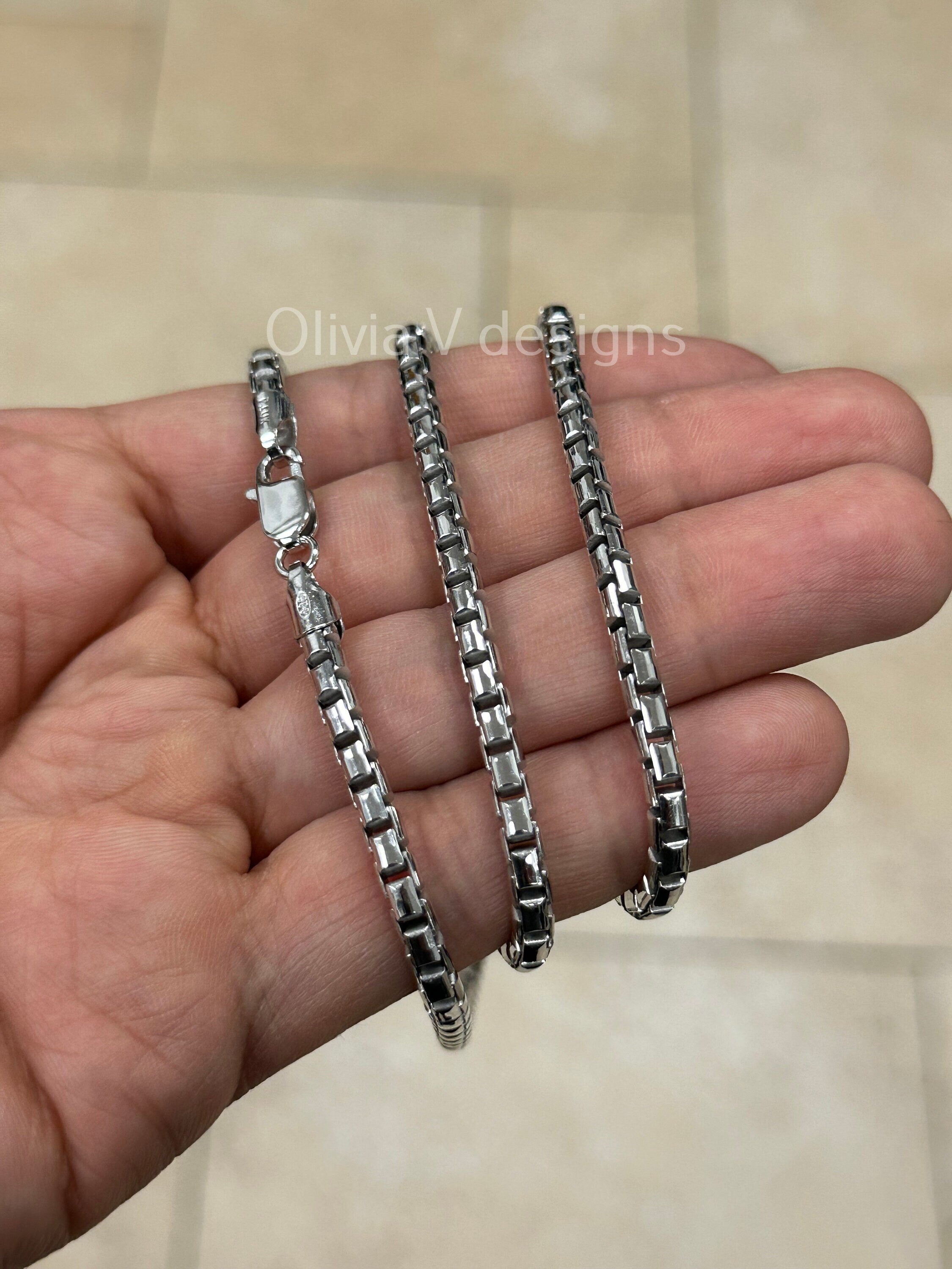 925 Sterling Silver Round Box Chain, 4mm Round Box Chain, Sterling Silver Chain, Mens or Womens Chain, Unisex, Made in Italy