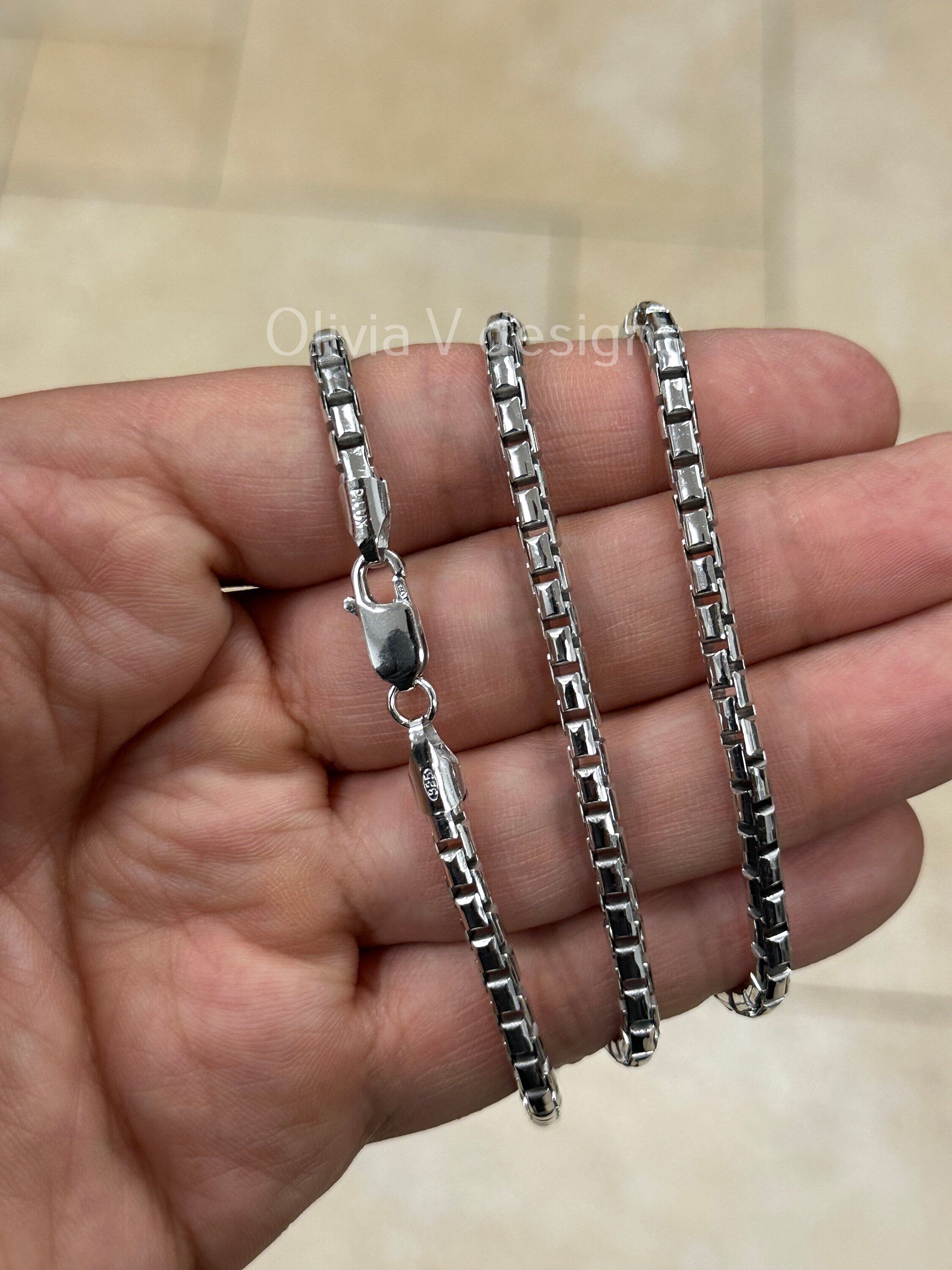 925 Sterling Silver Round Box Chain, 4mm Round Box Chain, Sterling Silver Chain, Mens or Womens Chain, Unisex, Made in Italy