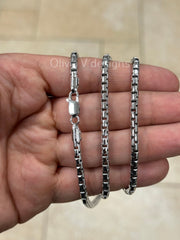 925 Sterling Silver Round Box Chain, 4mm Round Box Chain, Sterling Silver Chain, Mens or Womens Chain, Unisex, Made in Italy