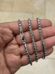 925 Sterling Silver Round Box Chain, 4mm Round Box Chain, Sterling Silver Chain, Mens or Womens Chain, Unisex, Made in Italy