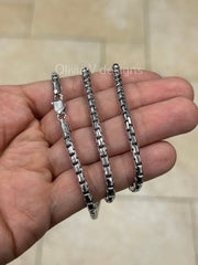 925 Sterling Silver Round Box Chain, 4mm Round Box Chain, Sterling Silver Chain, Mens or Womens Chain, Unisex, Made in Italy