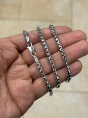 925 Sterling Silver Round Box Chain, 4mm Round Box Chain, Sterling Silver Chain, Mens or Womens Chain, Unisex, Made in Italy