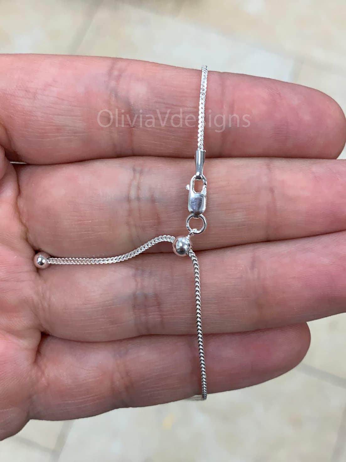 925 Sterling Silver Silver Franco Wheat Foxtail Necklace 24" 1mm,  925 Sterling Silver, High Quality, New, Slider, Adjustable Chain