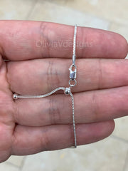 925 Sterling Silver Silver Franco Wheat Foxtail Necklace 24" 1mm,  925 Sterling Silver, High Quality, New, Slider, Adjustable Chain