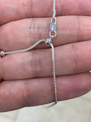 925 Sterling Silver Silver Franco Wheat Foxtail Necklace 24" 1mm,  925 Sterling Silver, High Quality, New, Slider, Adjustable Chain