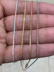 925 Sterling Silver Silver Franco Wheat Foxtail Necklace 24" 1mm, Choose From Silver, Rhodium, 14k Yellow Gold, 14k Rose Gold