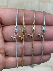 925 Sterling Silver Silver Franco Wheat Foxtail Necklace 24" 1mm, Choose From Silver, Rhodium, 14k Yellow Gold, 14k Rose Gold