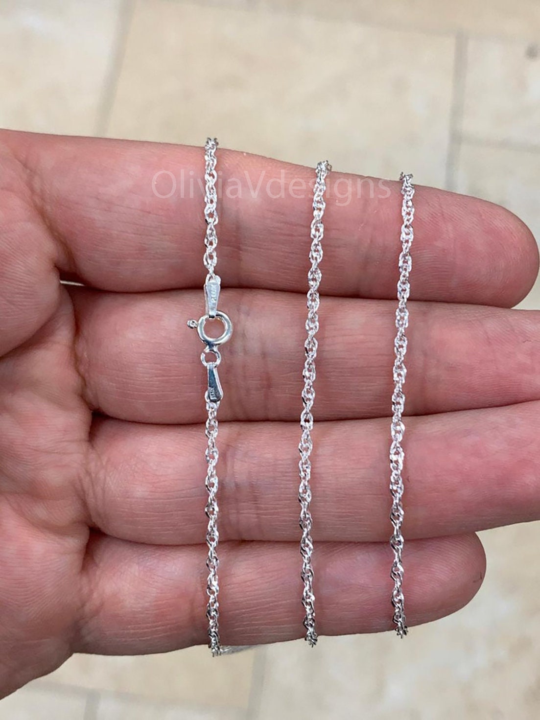 925 Sterling Silver Singapore  Chain Necklace Italy 1.5mm Ready To Wear, Made In Italy, All Sizes, Gift, 925 Sterling Silver