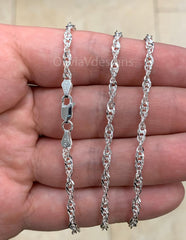 925 Sterling Silver Singapore  Chain Necklace Italy 3.20mm , Ready To Wear, Made In Italy, All Sizes, Gift, 925 Sterling Silver