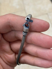 925 Sterling Silver Snake Chain Bracelet 3mm Gun Metal Oxidized Finish, Genuine 925 Silver, Round Snake