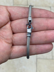 925 Sterling Silver Snake Chain Bracelet 3mm Gun Metal Oxidized Finish, Genuine 925 Silver, Round Snake