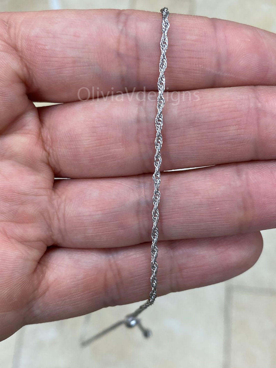 925 Sterling Silver Solid Loose Rope Adjustable Chain Necklace 24" 2mm Italy, 925 Sterling Silver, Genuine 925 Silver, Rope Chain, Rhodium