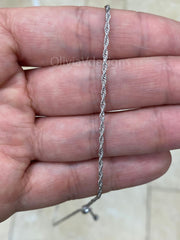 925 Sterling Silver Solid Loose Rope Adjustable Chain Necklace 24" 2mm Italy, 925 Sterling Silver, Genuine 925 Silver, Rope Chain, Rhodium