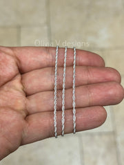 925 Sterling Silver Solid Loose Rope Adjustable Chain Necklace 24" 2mm Italy, 925 Sterling Silver, Yellow Gold