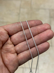 925 Sterling Silver Solid Round Box Adjustable Chain Necklace 24" 1.3mm OR 1.8mm, 925 Sterling Silver, Gift, Men Women