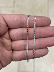 925 Sterling Silver Solid Valentino Adjustable Chain Necklace 24" 1.5mm, 925 Sterling Silver, Genuine 925 Silver, Valentino