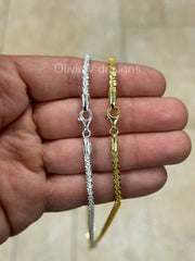 925 Sterling Silver Sparkle Glitter Margarita Twisted Rock Chain 3.5mm Necklace, 14k Gold Or Silver, Diamond Cut, Sale, Made In Italy