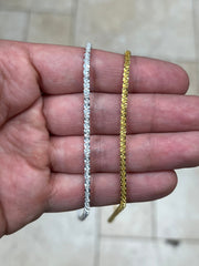 925 Sterling Silver Sparkle Glitter Margarita Twisted Rock Chain 3mm Necklace, 14k Gold Or Silver, Diamond Cut, Sale, Made In Italy