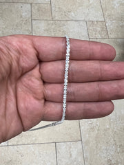 
925 Sterling Silver Sparkle Glitter Margarita Twisted Rock Chain 3mm Necklace, Real 925 Sterling Silver, Diamond Cut, Sale, Made In Italy
