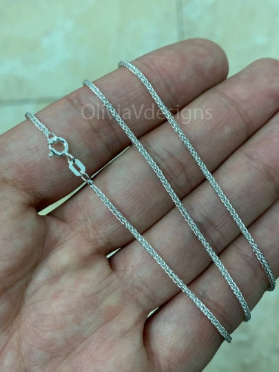 925 Sterling Silver Spiga Wheat 1mm Chain Necklace 16'' 18'' 20'' 22'' 24'' inches - Made In Italy - Genuine 925 Sterling Silver