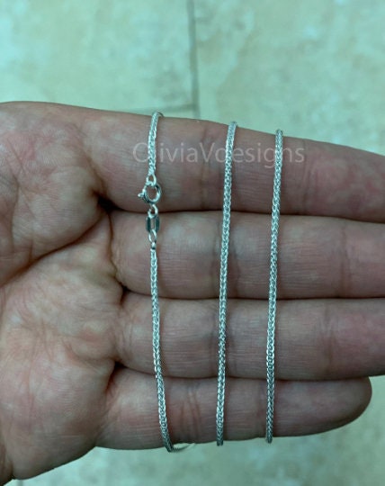 925 Sterling Silver Spiga Wheat 1mm Chain Necklace 16'' 18'' 20'' 22'' 24'' inches - Made In Italy - Genuine 925 Sterling Silver