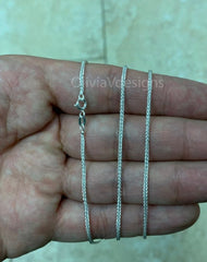 925 Sterling Silver Spiga Wheat 1mm Chain Necklace 16'' 18'' 20'' 22'' 24'' inches - Made In Italy - Genuine 925 Sterling Silver
