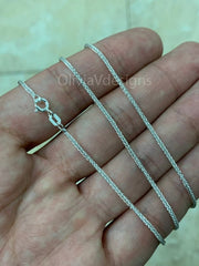 925 Sterling Silver Spiga Wheat 1mm Chain Necklace 16'' 18'' 20'' 22'' 24'' inches - Made In Italy - Genuine 925 Sterling Silver