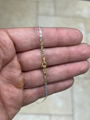 925 Sterling Silver Tri-Color 2mm Valentino Link Chain, Diamond Cut, Sterling Chain, 925, Italy