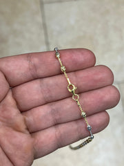 925 Sterling Silver Tri-Color Oval Moon Cut Bead Chain 3mm Necklace Bracelet Anklet - Genuine 925 - Made In Italy