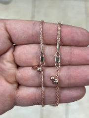 Adjustable 14K Rose Gold Over 925 Sterling Silver Sparkle Glitter Margarita Twisted Rock Chain 2.00mm 2.50mm Necklace, Diamond Cut