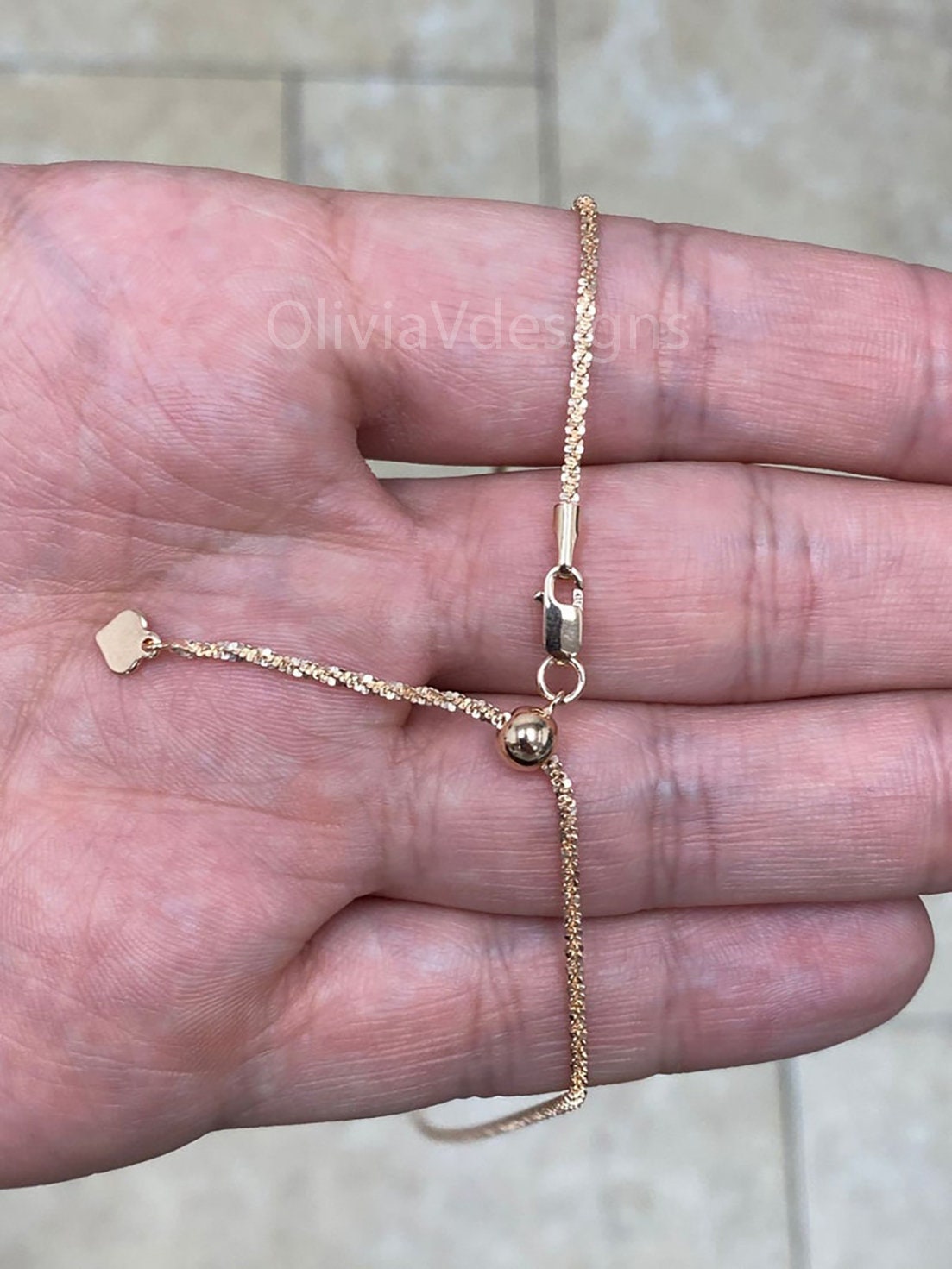 Adjustable 14K Rose Gold Over 925 Sterling Silver Sparkle Glitter Margarita Twisted Rock Chain 2.00mm Necklace, Diamond Cut
