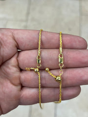 Adjustable 14K Yellow Gold Over 925 Sterling Silver Sparkle Glitter Margarita Twisted Rock Chain 2.00mm 2.50mm Necklace, Diamond Cut
