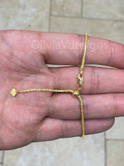Adjustable 14K Yellow Gold Over 925 Sterling Silver Sparkle Glitter Margarita Twisted Rock Chain 2.00mm Necklace, Diamond Cut