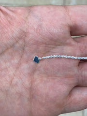 Adjustable 925 Sterling Silver Sparkle Glitter Margarita Twisted Rock Chain 2.00mm Necklace, Real 925 Sterling Silver, Diamond Cut