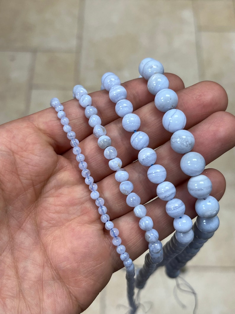 Genuine Blue Lace Agate Beads Genuine Natural Grade AAA Gemstone Round Loose Beads 4MM 6MM 8MM 10MM - 16'' Inch Strand - Wholesale