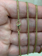 Round Box Chain, 1.5mm Round Box Chain, Sterling Silver Chain, 14k Yellow Gold, 925 Sterling Silver, Mens or Womens Chain, Made in Italy