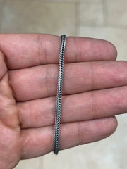 Chain Sterling Silver Oxidized Flat Franco Foxtail 2.5mm, Bali Woven Chain, Braided Black Chain Necklace, Rustic Chain For Pendants, 925