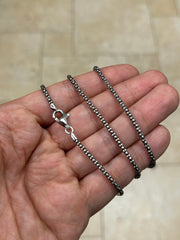 Chain Sterling Silver Oxidized Popcorn Coreana Chain 2.5mm, Bali Woven Chain, Braided Black Chain Necklace, Rustic Chain For Pendants, 925