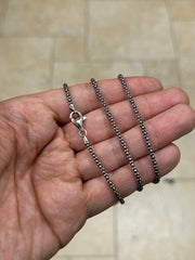 Chain Sterling Silver Oxidized Popcorn Coreana Chain 2.5mm, Bali Woven Chain, Braided Black Chain Necklace, Rustic Chain For Pendants, 925