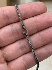 Chain Sterling Silver Oxidized Square Franco Foxtail 2.1mm, Bali Woven Chain, Braided Black Chain Necklace, Rustic Chain For Pendants, 925