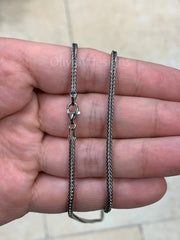 Chain Sterling Silver Oxidized Square Franco Foxtail 2.1mm, Bali Woven Chain, Braided Black Chain Necklace, Rustic Chain For Pendants, 925