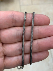 Chain Sterling Silver Oxidized Square Franco Foxtail 2.1mm, Bali Woven Chain, Braided Black Chain Necklace, Rustic Chain For Pendants, 925