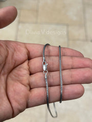Chain Sterling Silver Oxidized Square Franco Foxtail 2mm, Bali Woven Chain, Braided Black Chain Necklace, Rustic Chain For Pendants, 925