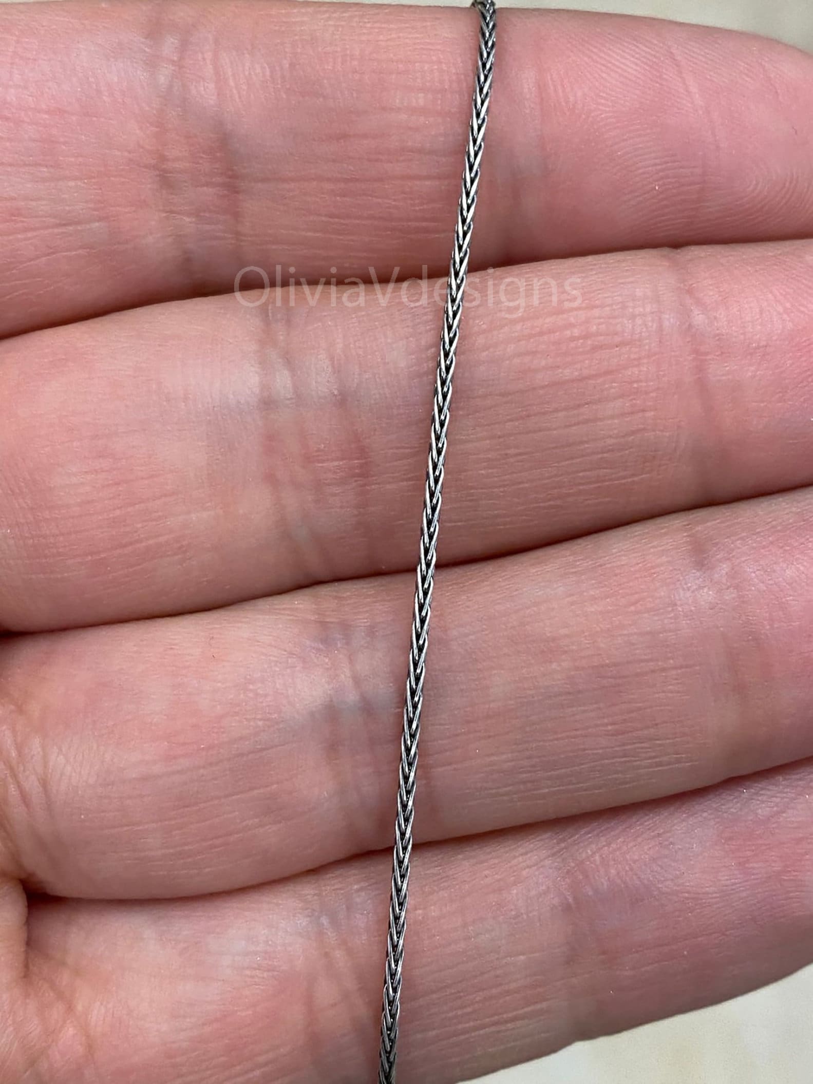 Chain Sterling Silver Oxidized Wheat Spiga Chain 1mm, Bali Woven Chain, Braided Black Chain Necklace, Rustic Chain For Pendants, 925