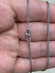 Chain Sterling Silver Oxidized Wheat Spiga Chain 1mm, Bali Woven Chain, Braided Black Chain Necklace, Rustic Chain For Pendants, 925