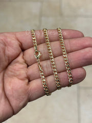 18K Yellow Gold Plated Cuban Curb Link Gold Chain Necklace 4mm For Women Or Men18K Yellow Gold Plated Cuban Curb Link Gold Chain Necklace 4mm For Women Or Men
