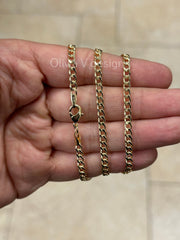 18K Yellow Gold Plated Cuban Curb Link Gold Chain Necklace 4mm For Women Or Men
