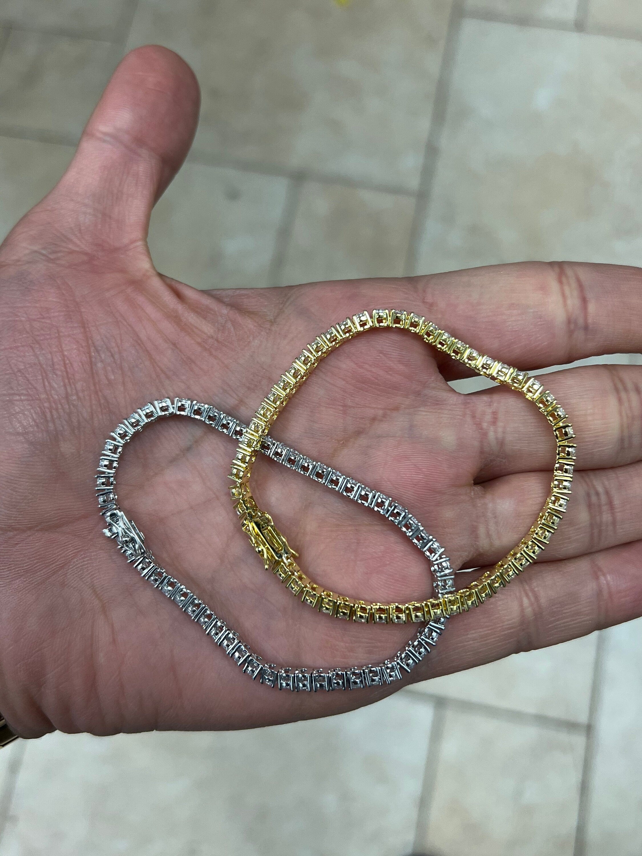 3mm Diamond Tennis Necklace Bracelet / Diamond CZ Tennis / 14k White Gold  / 14k Yellow Gold / Bridal Bracelet / Wedding Jewelry / Unisex